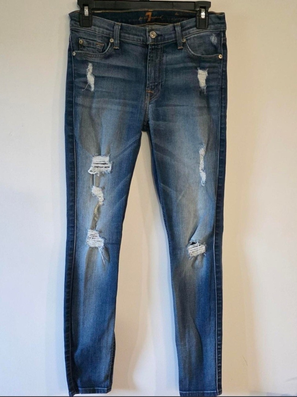 7 For All Mankind Distressed Blue Women's Jeans